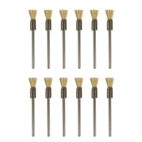 Set of 12 White Bristle Mounted End Brushes with 3/32" Shanks