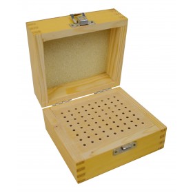 4-1/2" x 4-1/2" x 3" Wooden 3/32" Bur Square Organizer Storage Box with 72 Holes