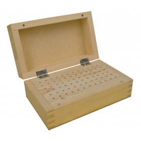 Wooden 3/32" Bur Rectangular Organizer Storage Box with 72 Holes 6" X 3" 