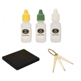 10K, 14K, 18K, .999S Gold Silver Testing Set with Needles Stone &  Solutions, TEST-0012