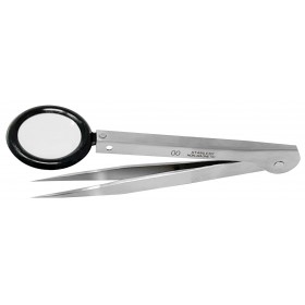 4-3/4" Size #00 Anti-Magnetic Pointed 3X Magnifying Tweezers