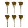 6/Pk Mounted Crimped Brass Cup Brushes w/ 3/32" Shanks