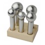 5-Piece Large Steel Dapping Punch Set with Wooden Stand - 28 MM to 45 MM