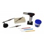 Soldering Kit with Butane Torch, Magnesia Block, Fiber-Grip Tweezers, Handy Flux, Picks, & Helping Third Hand Base